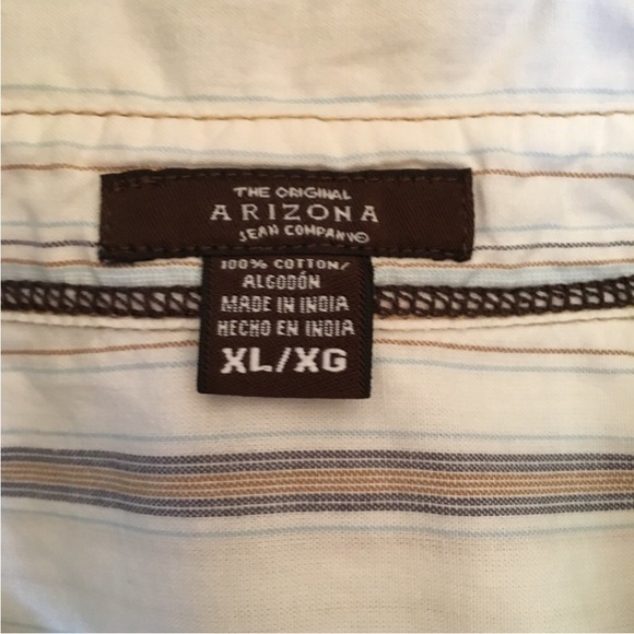 Arizona Jean Company shirt stripe collar short sleeve cream casual XL Immortal - Picture 6 of 7
